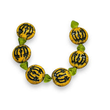 Load image into Gallery viewer, Czech glass Jack O' Lantern pumpkin beads 6 sets (12pc) yellow orange black
