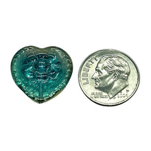 Load image into Gallery viewer, Czech glass Victorian heart flower beads 4pc blue green gold 17mm VARIANT