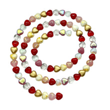 Load image into Gallery viewer, Czech glass tiny red pink gold heart beads mix 80pc 6mm