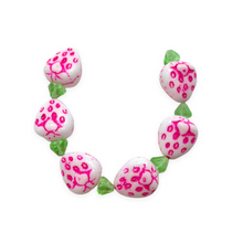 Load image into Gallery viewer, Czech glass strawberry fruit beads 6 sets white pink 15x13mm