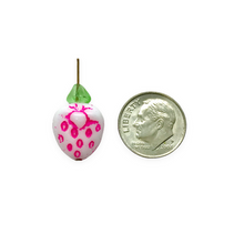 Load image into Gallery viewer, Czech glass strawberry fruit beads 6 sets white pink 15x13mm