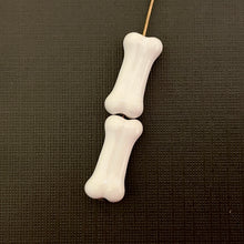 Load image into Gallery viewer, Large Halloween or dog bone beads Peruvian ceramic 4pc 21x10mm