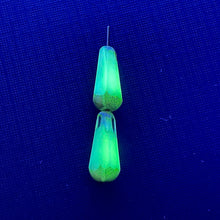 Load image into Gallery viewer, Czech glass faceted teardrop beads 6pc mint green picasso UV 24x13mm