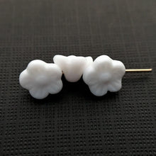 Load image into Gallery viewer, Czech pressed glass button flower beads 12pc  8mm opaque white-Orange Grove Beads