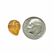 Load image into Gallery viewer, Czech glass leaf beads 20pc Summer Blush acid etched gold 12x9mm