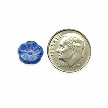 Load image into Gallery viewer, Czech glass hibiscus flower beads 15pc blue purple 10mm