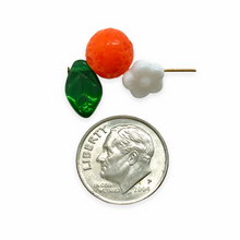Load image into Gallery viewer, Czech glass orange fruit beads mix 36pc with leaves and flowers #1