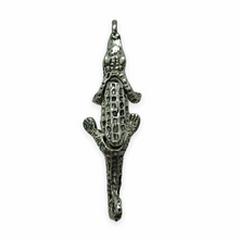 Load image into Gallery viewer, Articulated moving alligator crocodile charm pendant 1pc silver tone pewter 35mm-Orange Grove Beads