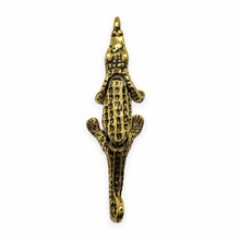 Load image into Gallery viewer, Articulated moving alligator crocodile charm pendant 1pc antique gold pewter 35mm-Orange Grove Beads