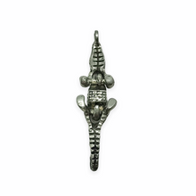 Load image into Gallery viewer, Articulated alligator crocodile charm pendant 1pc silver tone pewter 35mm