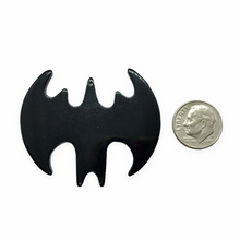 Load image into Gallery viewer, Vintage XL lucite Halloween black bat pendants 2pc 49x38mm