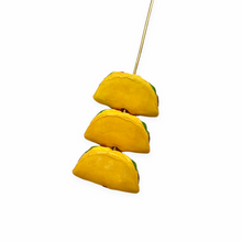 Load image into Gallery viewer, Tiny taco food beads Peruvian ceramic 4pc 15x8mm