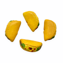 Load image into Gallery viewer, Hand painted tiny ceramic miniature taco food beads charms 4pc vertical drill 15x8mm-Orange Grove Beads