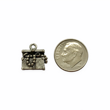 Load image into Gallery viewer, Pirate treasure chest charm pendant 2pc antique pewter 13x14x8mm USA made lead free