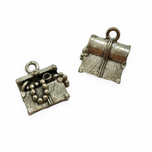 Load image into Gallery viewer, Pirate treasure chest charm pendant 2pc antique pewter 13x14x8mm USA made lead free-Orange Grove Beads