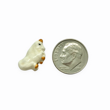 Load image into Gallery viewer, Tiny white unicorn beads Peruvian ceramic 4pcs 17x9x6mm