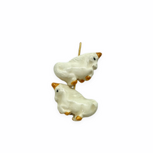 Load image into Gallery viewer, Tiny white unicorn beads Peruvian ceramic 4pcs 17x9x6mm