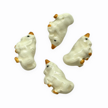 Load image into Gallery viewer, Hand painted tiny ceramic miniature white unicorn beads charms 4pc vertical drill 17x9x6mm-Orange Grove Beads
