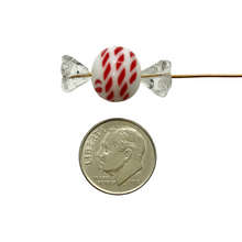 Load image into Gallery viewer, Large Wrapped Christmas candy glass beads 8 sets (24pc total) red green stripes
