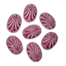 Load image into Gallery viewer, Czech glass art deco seashell oval beads 10pc frosted crystal pink 17x12mm-Orange Grove Beads