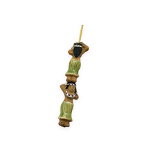 Load image into Gallery viewer, Tiny ceramic Hawaiian hula dancer girl beads Peruvian ceramic 4pc 18x9mm