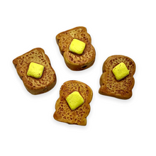 Load image into Gallery viewer, Hand painted tiny ceramic miniature french toast food beads charms 4pc 13x10mm-Orange Grove Beads