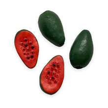 Load image into Gallery viewer, Hand painted tiny ceramic papaya fruit beads charms 4pc 12xmm-Orange Grove Beads