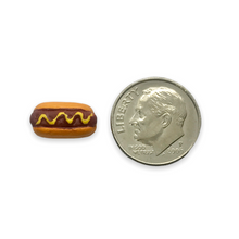 Load image into Gallery viewer, Tiny hot dog food beads Peruvian ceramic 4pc 13x8mm