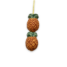 Load image into Gallery viewer, Tiny pineapple fruit beads Peruvian ceramic 4pc 13x10mm