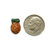 Load image into Gallery viewer, Tiny pineapple fruit beads Peruvian ceramic 4pc 13x10mm