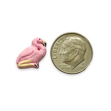 Load image into Gallery viewer, Tiny Peruvian ceramic pink flamingo beads 4pc 13x13mm
