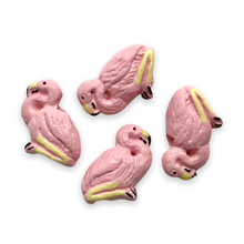 Load image into Gallery viewer, Hand painted tiny ceramic pink flamingo beads 4pc 13x3mm-Orange Grove Beads