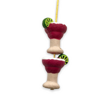 Load image into Gallery viewer, Tiny strawberry lime margarita drink beads 4pc 15x12mm