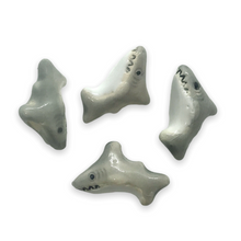 Load image into Gallery viewer, Hand painted tiny ceramic gray white shark beads charms 4pc 15x9mm-Orange Grove Beads