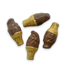 Load image into Gallery viewer, Hand painted tiny ceramic chocolate ice cream cone beads charms 4pc 17x8mm-Orange Grove Beads