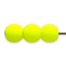 Load image into Gallery viewer, Czech glass round beads 40pc matte neon yellow UV glow 6mm-Orange Grove Beads