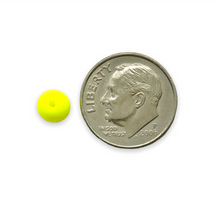 Load image into Gallery viewer, Czech glass round beads 40pc matte neon yellow UV glow 6mm