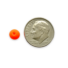 Load image into Gallery viewer, Czech glass round beads 40pc matte neon orange UV glow 6mm