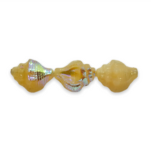 Load image into Gallery viewer, Czech glass conch seashell shell beads 8pc vanilla beige AB 15x12mm #19