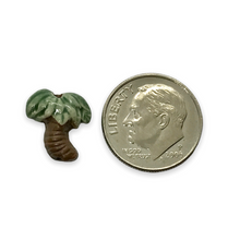 Load image into Gallery viewer, Tiny palm tree beads Peruvian ceramic 4pc 12x11mm