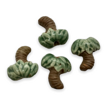 Load image into Gallery viewer, Hand painted tiny ceramic palm tree beads charms 4pc 12x11mm-Orange Grove Beads