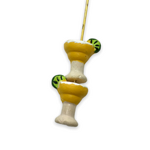 Load image into Gallery viewer, Tiny pineapple lime margarita drink beads Peruvian ceramic 4pc 15x12mm