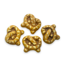 Load image into Gallery viewer, Peruvian ceramic tiny pretzel food beads 4pc 12x11mm
