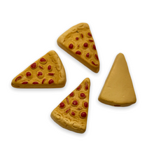 Load image into Gallery viewer, Hand painted tiny ceramic miniature pepperoni pizza beads 4pc 15x10mm-Orange Grove Beads