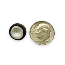 Load image into Gallery viewer, Tiny coconut halves fruit beads Peruvian ceramic 4pc 12x8mm