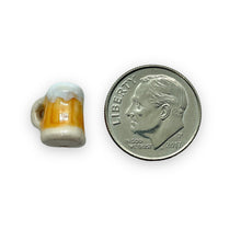 Load image into Gallery viewer, Tiny Oktoberfest beer mug stein beads Peruvian ceramic 4pc 12x10mm