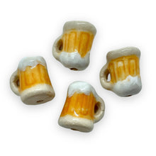 Load image into Gallery viewer, Peruvian ceramic Oktoberfest tiny beer mug stein beads 4pc 12x10mm-Orange Grove Beads