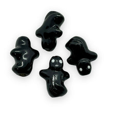 Load image into Gallery viewer, Peruvian ceramic tiny black Halloween ghost beads 4pc 14x11mm-Orange Grove Beads