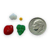Load image into Gallery viewer, Czech glass strawberry fruit beads 36pc leaves & flowers #2