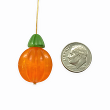 Load image into Gallery viewer, XL Halloween orange pumpkin pendant focal beads 4 sets(8pc) vintage acrylic Czech glass 25mm